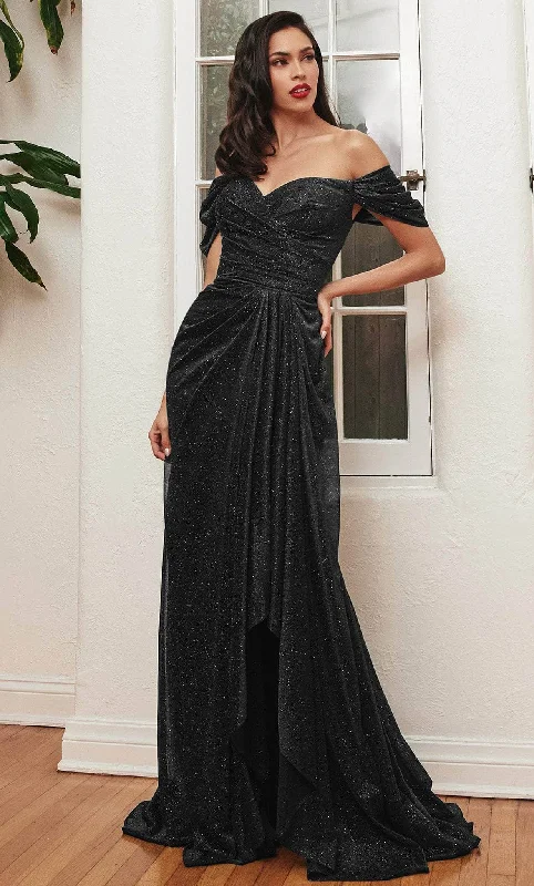 Cinderella Divine CD878 - Off-Shoulder Draped Prom Gown Bodycon unclassified dresses