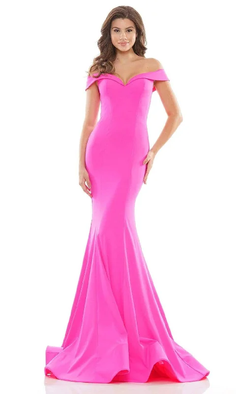 Colors Dress - 2709 Off Shoulder Draped Mermaid Gown Mesh unclassified dresses