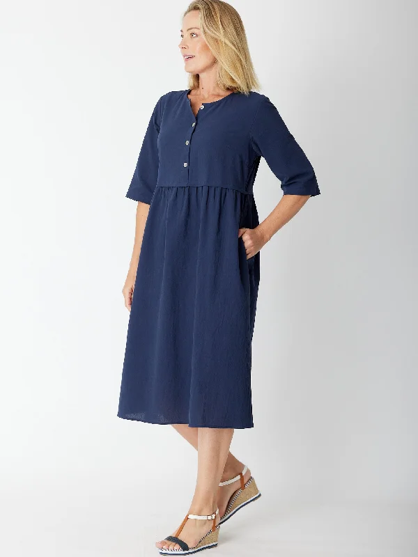 Cotton Collection Prairie Dress - Navy - 30447 Denim unclassified dresses