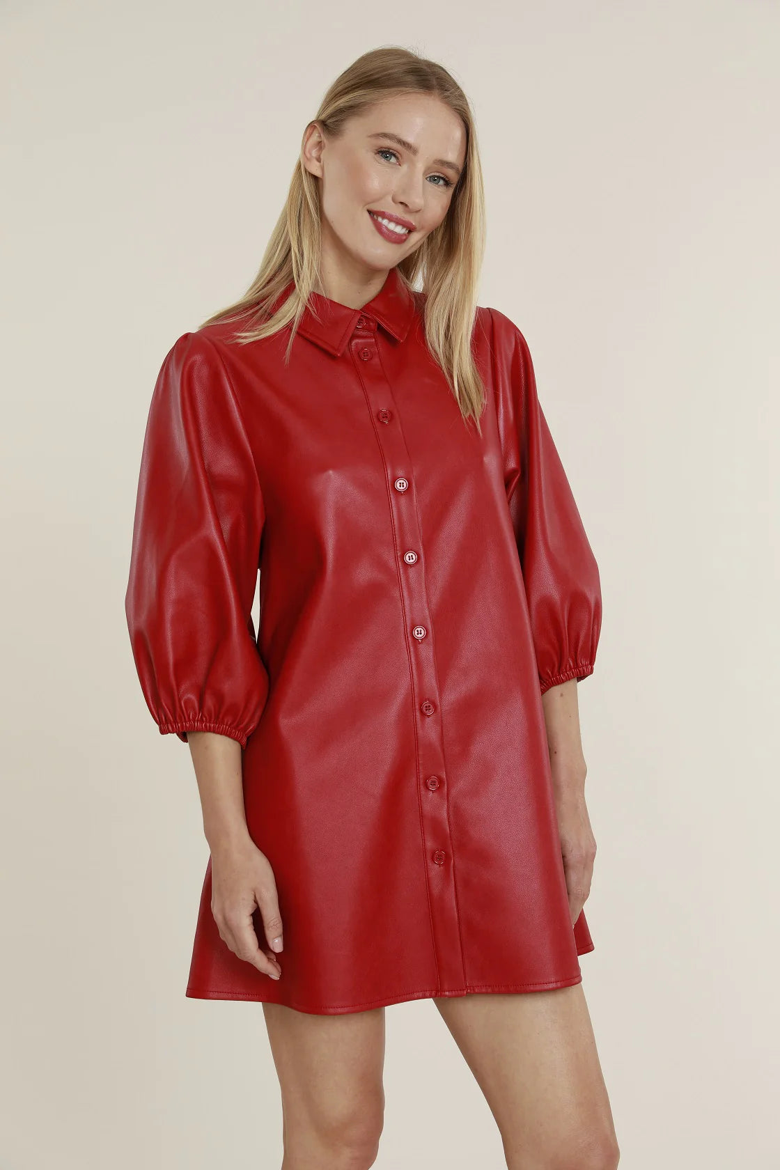 DOLCE CABO Vegan Leather Tunic Dress - Red Sequin unclassified dresses