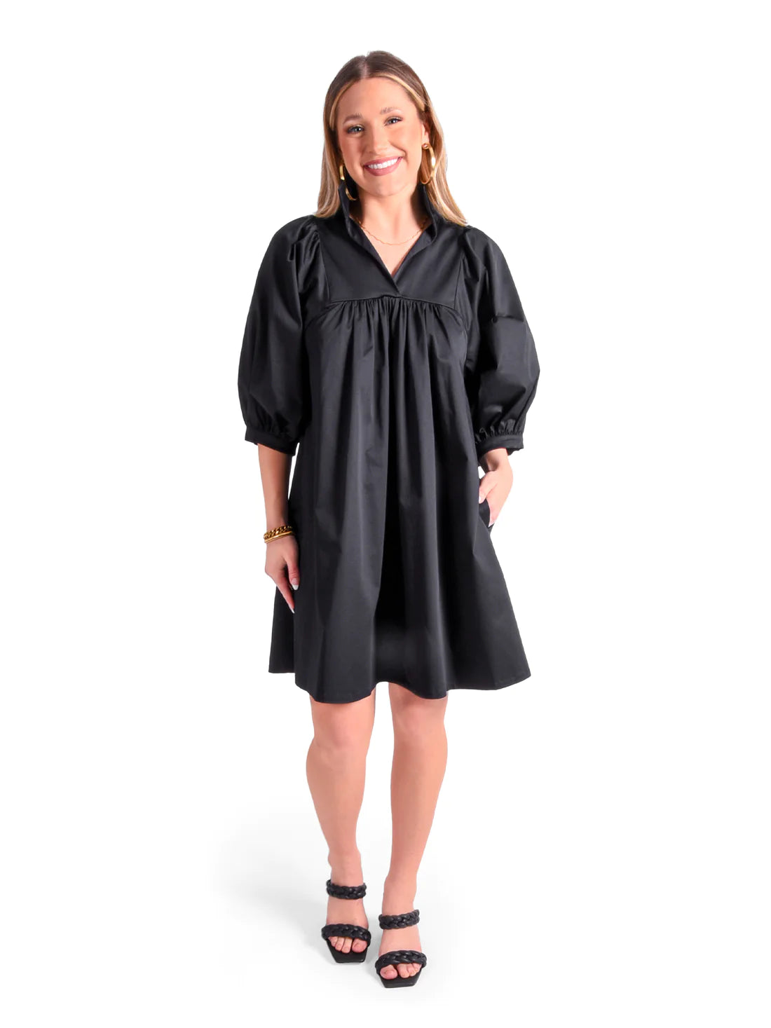 EMILY MCCARTHY Stella Dress - Black Cotton Poplin Preppy unclassified dresses