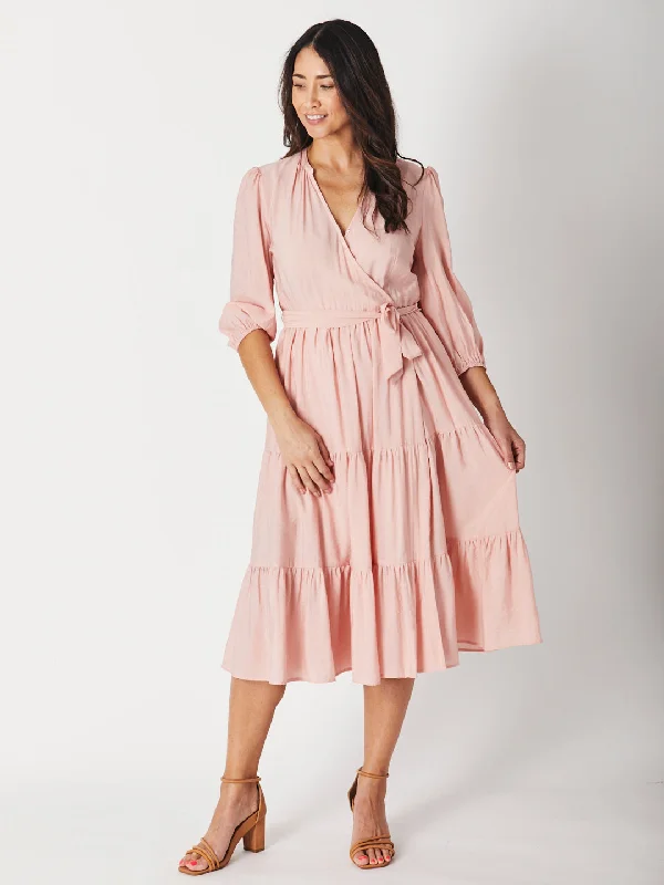 FAUX WRAP DRESS - Peach 29297-S Formal unclassified dresses