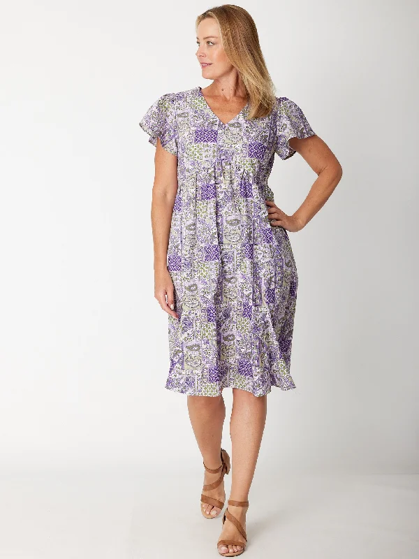 Cotton Flounce Dress- 31483 Lilac Neutral tone unclassified dresses