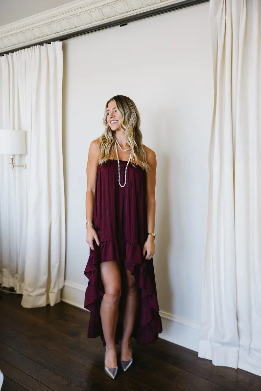 Here We Go High Low Dress - Burgundy Vintage unclassified dresses