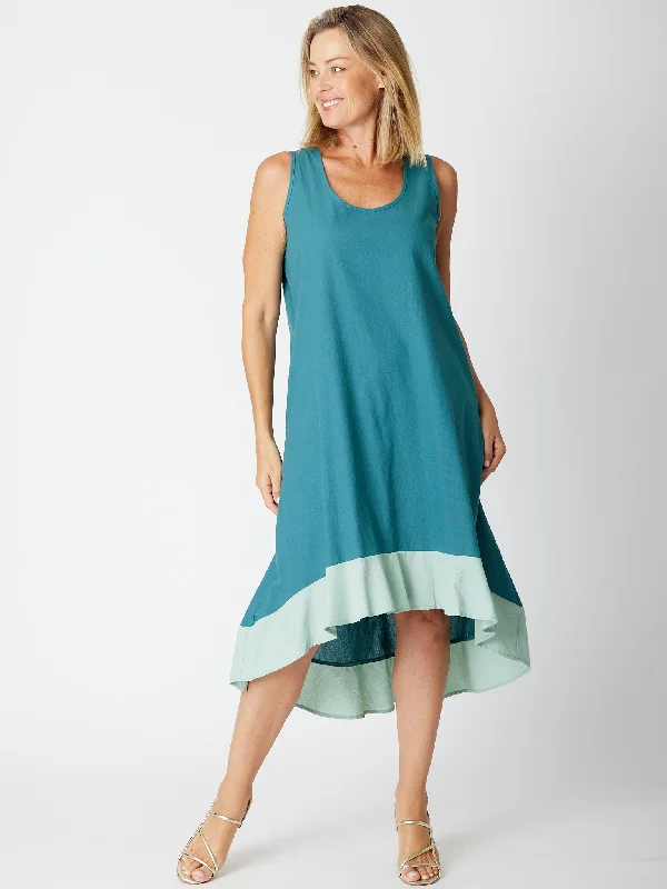 Ho Chi Minh Ruffle Dress -30615 Petrol Mint Festival unclassified dresses