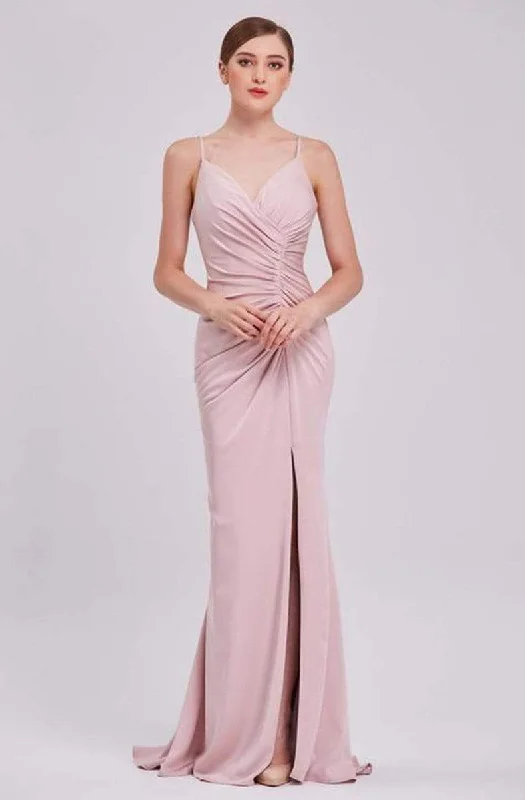 J'Adore Dresses - J16039 Asymmetrically Ruched High Slit Mermaid Gown Discounted unclassified dresses