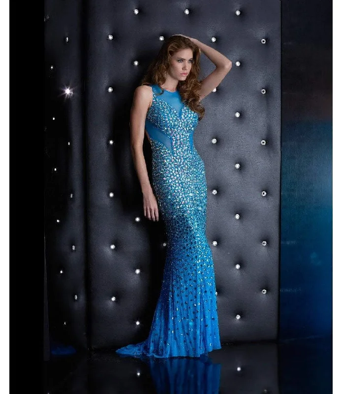 Jasz Couture - 5058 Dress in Turquoise Color block unclassified dresses