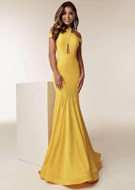 Jasz Couture - Cross Halter Mermaid Gown 6238 One-shoulder unclassified dresses