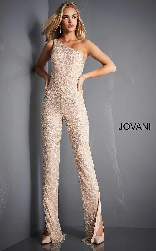 Jovani 3816 Formal One Shoulder Beaded Jumpsuit Women's unclassified dresses