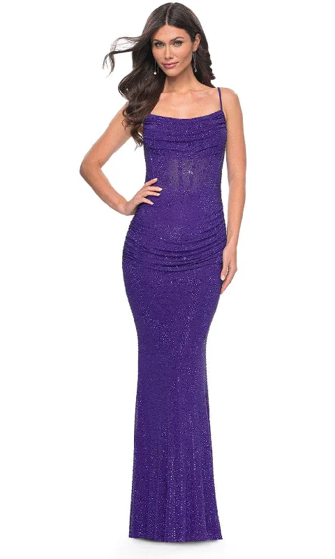 La Femme 31932 - Spaghetti Strap Beaded Prom Dress Long unclassified dresses