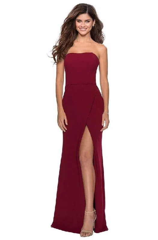 La Femme - Crisscross Strapless Sheath Dress with Slit 28835SC Festival unclassified dresses