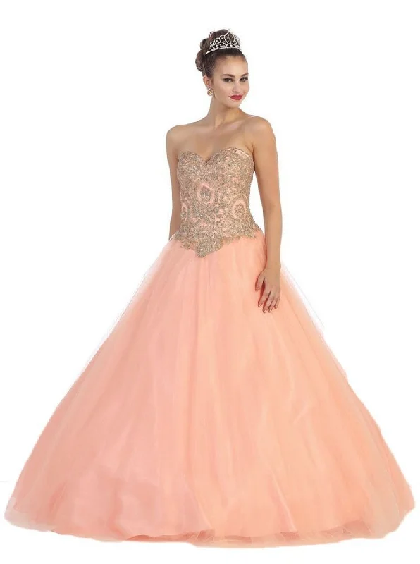 May Queen - Strapless Gilded Quinceanera Evening Gown LK-74 - 1 pc Royal in Size 14 Available Plus size unclassified dresses