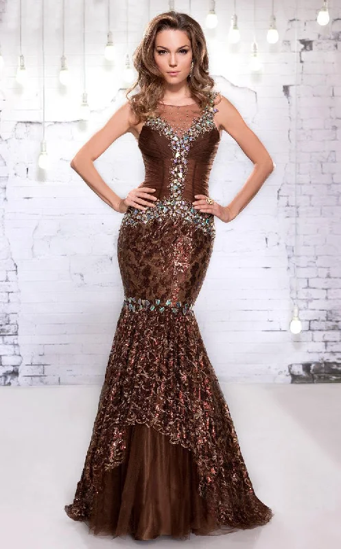 MNM COUTURE 9116 Shimmering Mermaid Evening Dress - 1 pc Brown in Size 4 Available Popular unclassified dresses