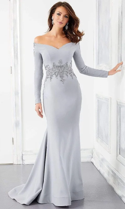 Mori Lee - Sweetheart Off Shoulder Beaded Mermaid Dress 72308SC - 1 pc Silver In Size 10 Available Lightweight unclassified dresses