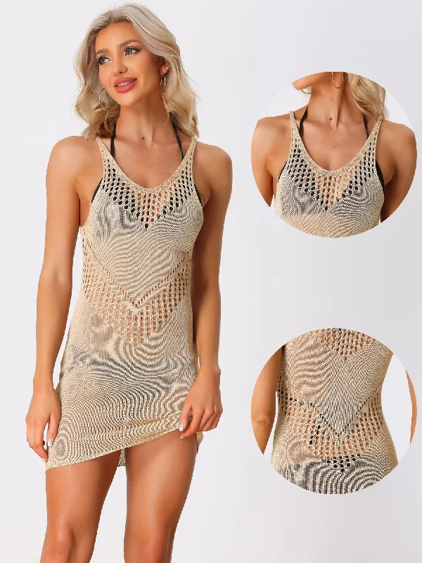 Crochet Hollow Out Bikini Knit Beach Swimsuits Cover Ups Dress Breathable unclassified dresses