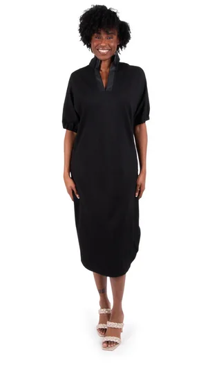 Poppy Caftan - Black Ponte Ruched unclassified dresses