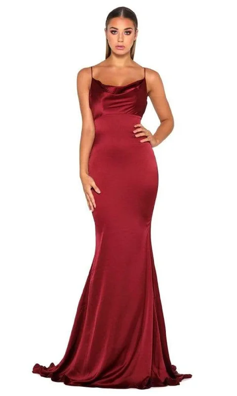 Portia and Scarlett - Dana Gown Cowl Neck Satin Gown Tulle unclassified dresses