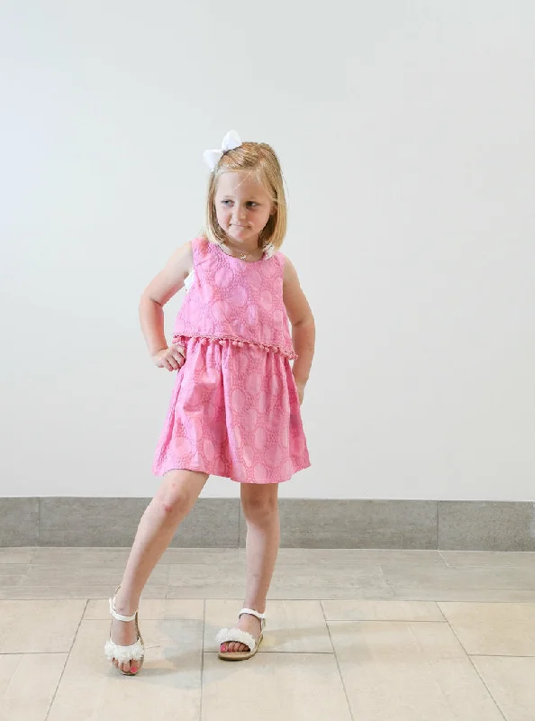 Pretty in Pink Pom Pom Embroidered Dress for Girls A-line unclassified dresses