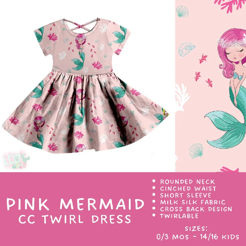 Ready To Ship - Criss Cross Twirl Dresses - Pink Mermaid Kids Twirl Criss Cross Dress Velvet unclassified dresses