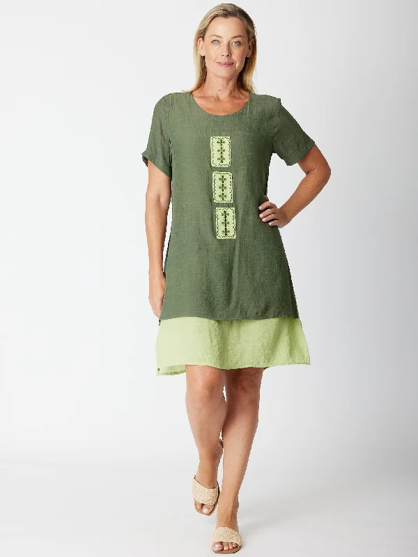 Rectangle Patch Tunic/Dress - 30605 Khaki Lime Vintage unclassified dresses