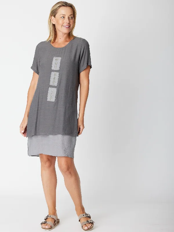 Rectangle Patch Tunic/Dress - 30605 Steel Silver Elegant unclassified dresses