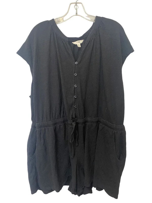 Romper By Terra & Sky In Black, Size: 4x Smocked unclassified dresses