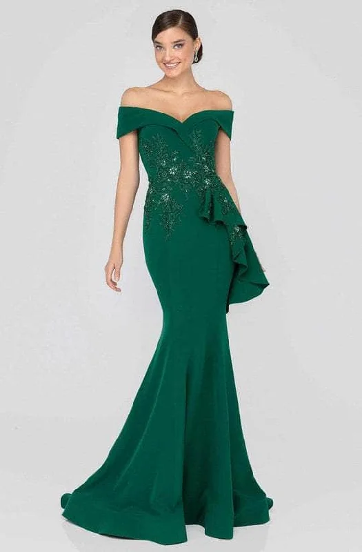 Terani Couture - 1911M9339 Folded Off-Shoulder Sweetheart Neck Mermaid Gown - 1 pc Emerald In Size 8 Available Breathable unclassified dresses