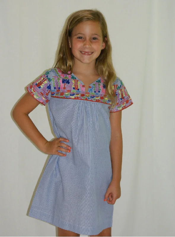 The Lexie Embroidered Pin Stripe Dress for Girls Y2K unclassified dresses