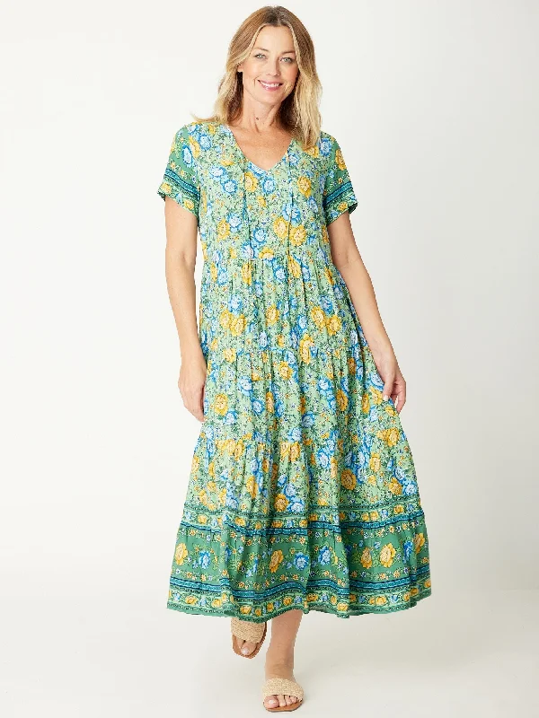 Tier Garden Rayon Dress- Mint 30954 Denim unclassified dresses