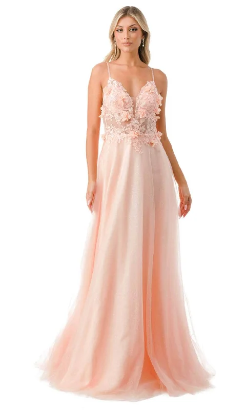 Trevi Collection L2782A - Appliqued Plunging V-Neck Evening Gown Beaded unclassified dresses