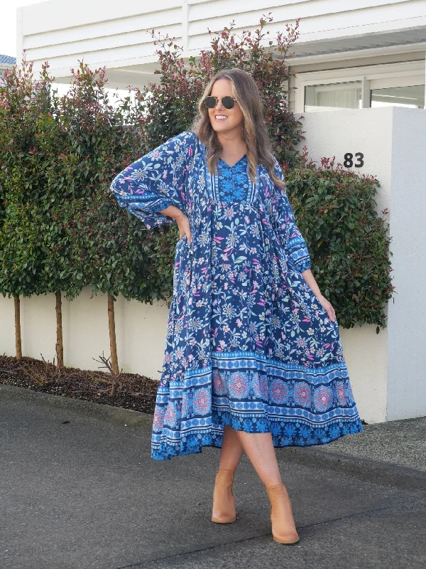 Boho Australia Gibbons Dress Navy Floral Party floral dresses