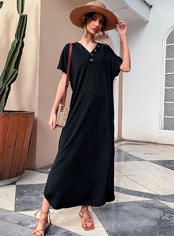 V-neck Skirt Loose Retro Long Dress Maxi Skirt Style