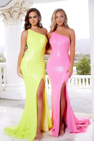 Clearance Sale One Shoulder Sequin Gown By Portia and Scarlett -PS22355CL All-Over Sequin Dress