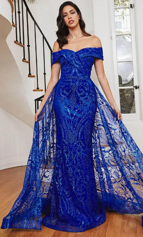 Cinderella Divine J836 - Tulle Mermaid Evening Gown Blue Tulle Dress