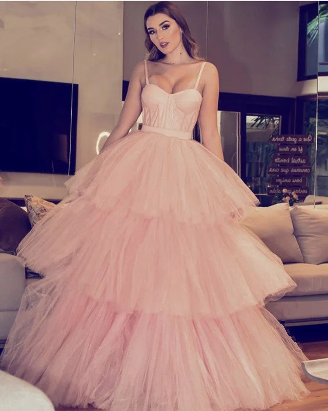 Sweetheart Corset Prom Dresses Tulle Ruffles Ball Gown Tulle Dress Sparkling