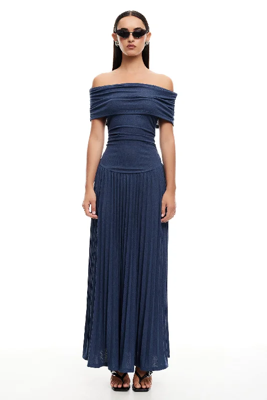 LIONESS Field Of Dreams Maxi Navy Boho Midi Skirt