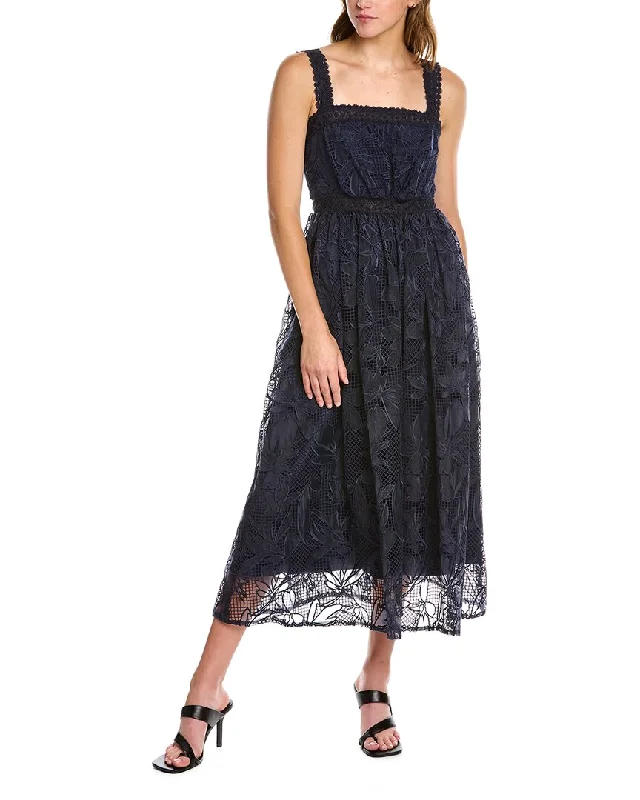 ML Monique Lhuillier Lace Midi Dress Structured Midi Skirt