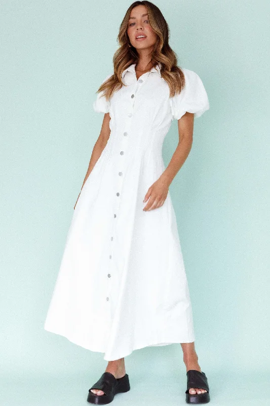 Zurich Pleated Waist Midi Dress White Midi Skirt Blouse