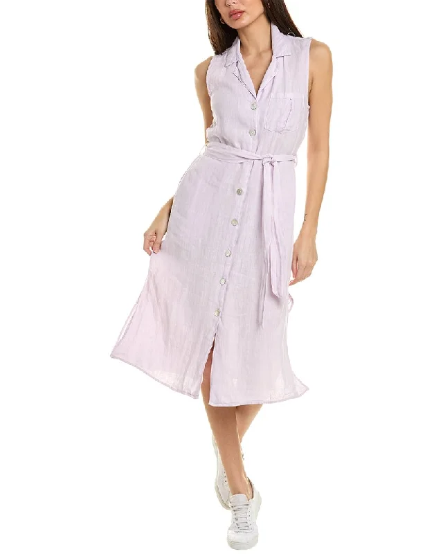 Bella Dahl Pocket Linen-Blend Shirtdress White Shirt Dress