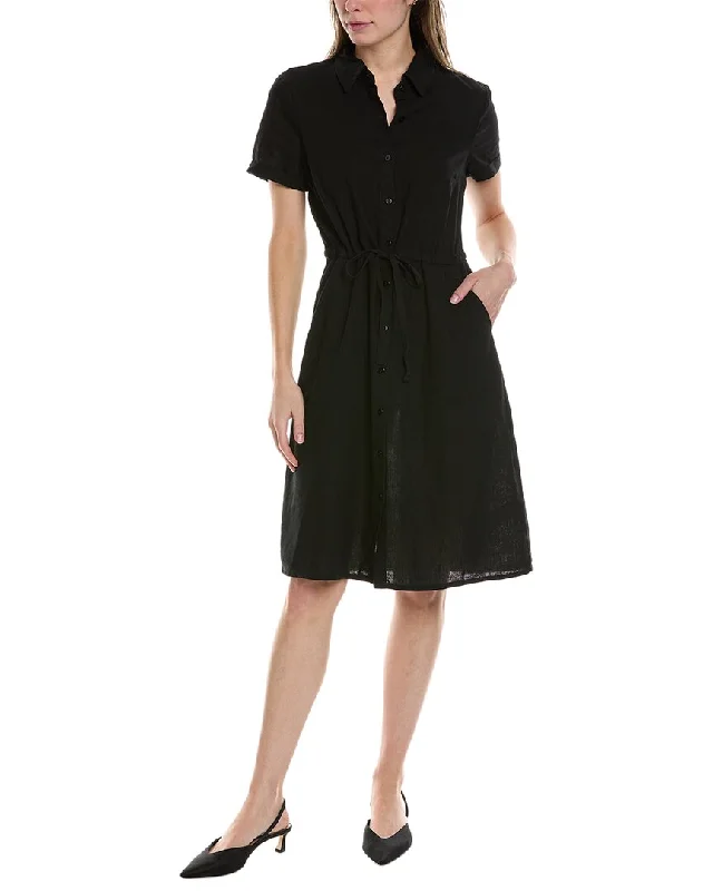 Ellen Tracy Linen-Blend Shirtdress Button-up Shirt Dress