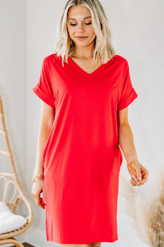 Everywhere You Go Ruby Red T-shirt Dress Sexy Shirt Gown