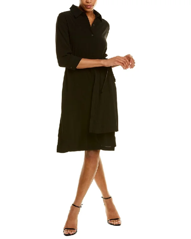 Gracia 3/4-Sleeve Collared Shirtdress Long Sleeve Shirt Dress