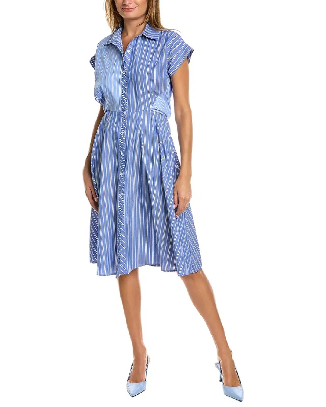 Gracia Striped Shirtdress Belted Button Dress