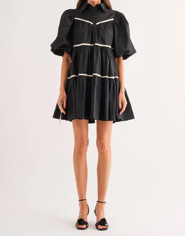 Lena Shirt Dress In Black Elegant Shirt Gown