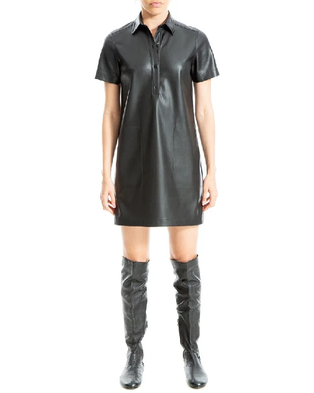 Max Studio Leatherette Shirtdress Relaxed Shirt Dress