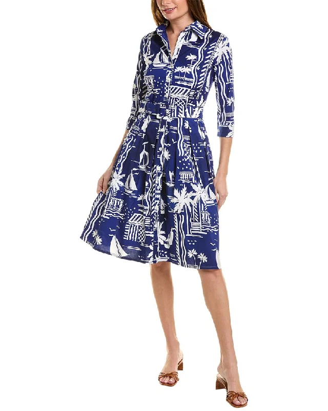 Samantha Sung Audrey 1 3/4-Sleeve Shirtdress Long Shirt Dress