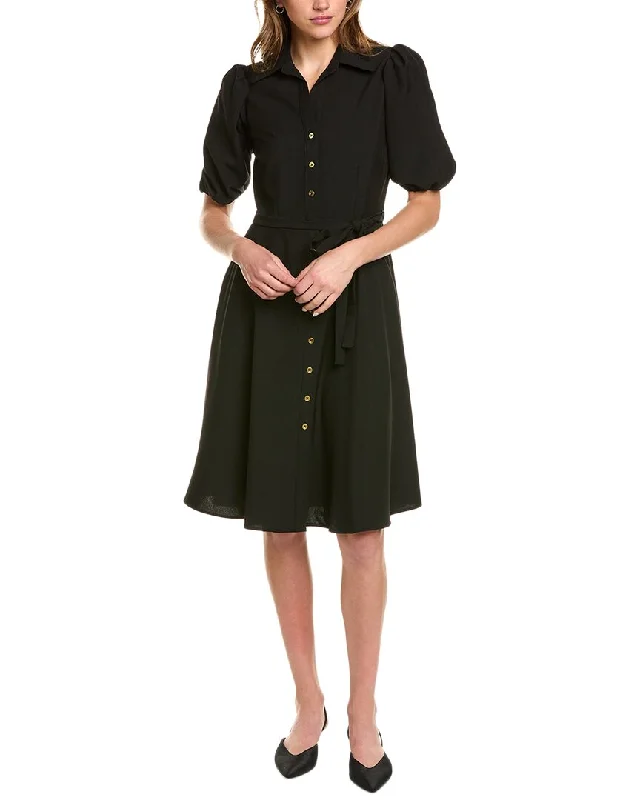 Sharagano Puff Sleeve Shirtdress Classic Shirt Gown