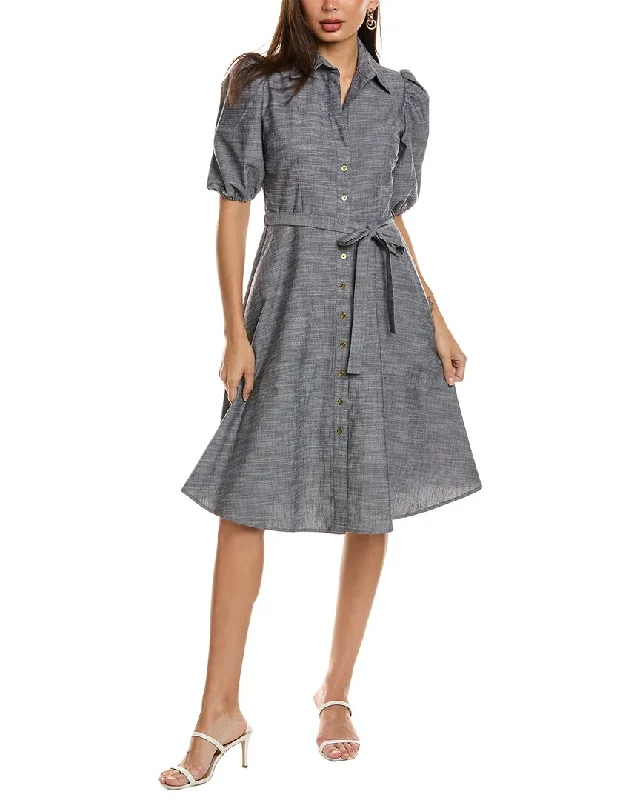 Sharagano Puff Sleeve Shirtdress Vintage Shirt Dress