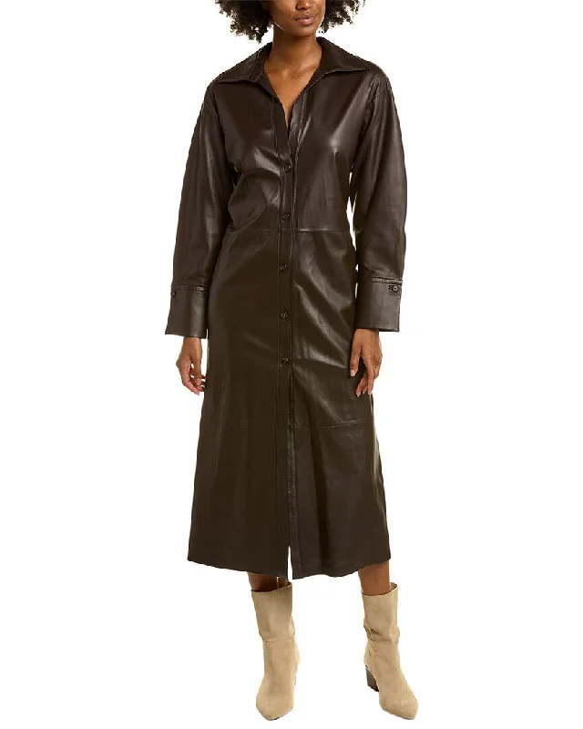 Vince Leather Shirtdress Fashion Shirt Dress